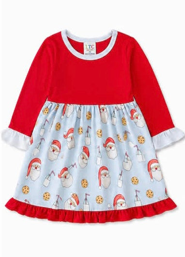LTC Girls Cookies With Santa Long Sleeve Dress – Girls' Christmas Dress