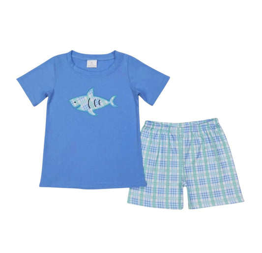 Shark Appliqué Shorts Set