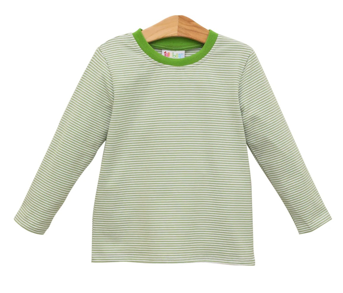 Moss Green Stripe Long Sleeve Top