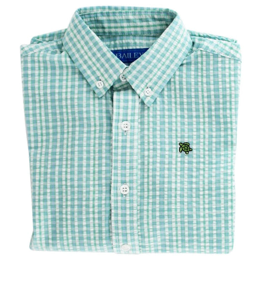 Bailey Boys Peacock Seersucker Button Down