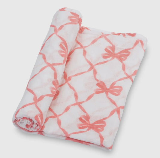 Pink Bow Muslin Swaddle