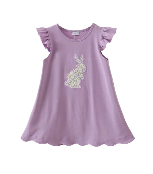 Bunny Appliqué Flutter Sleeve Dress