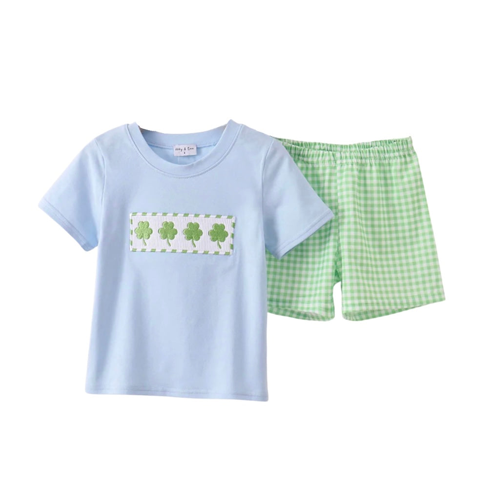 Embroidered Clover Shorts Set