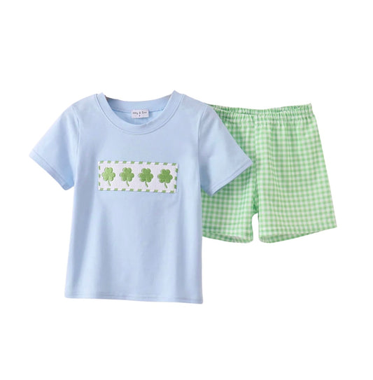 Embroidered Clover Shorts Set
