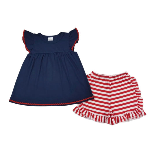 Red, White, & Blue Ric Rac Shorts Set