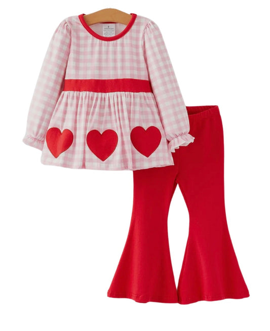 Appliqué Heart Flared Legging Set