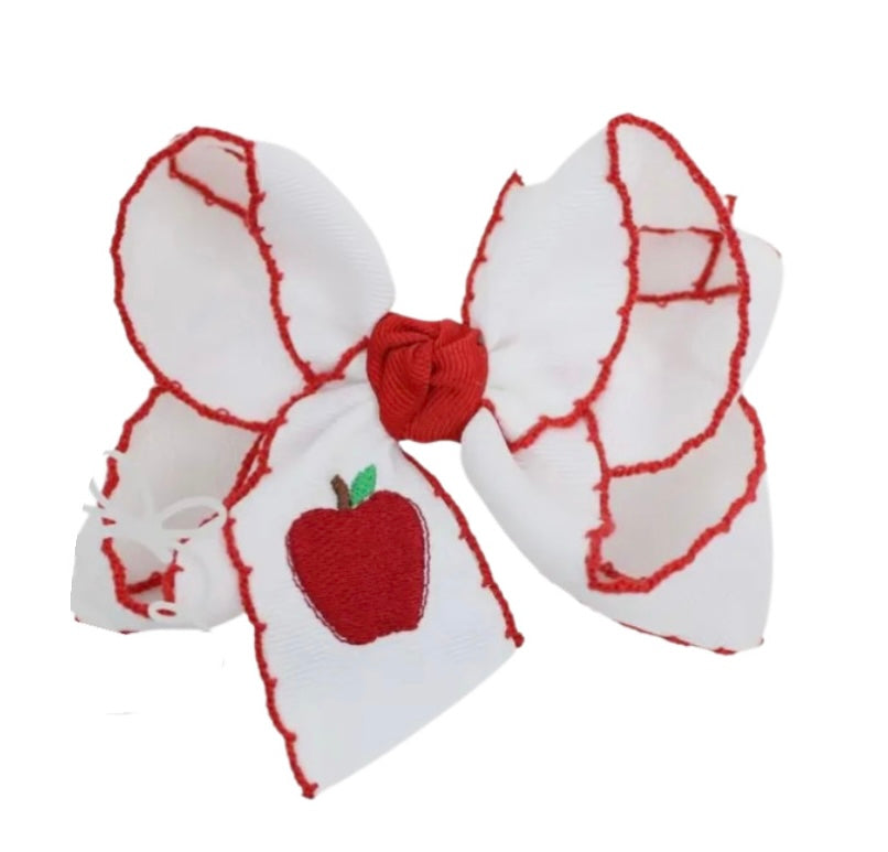4.5” Embroidered Apple Bow