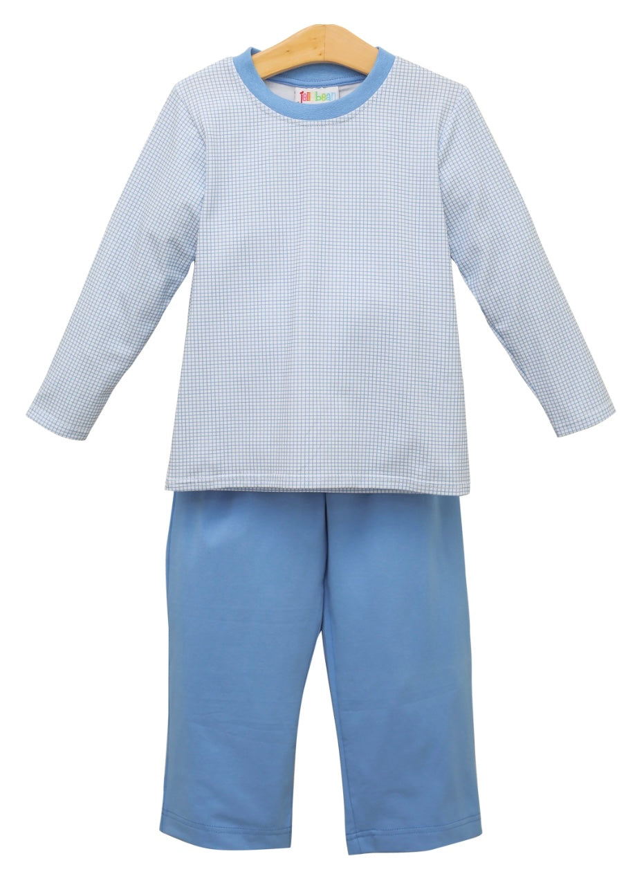 Blue Windowpane Pant Set