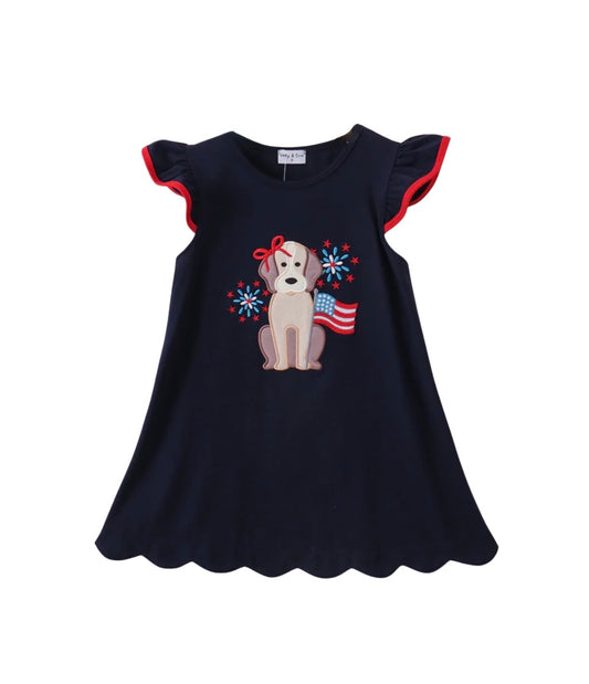 Patriotic Pup Appliqué Dress