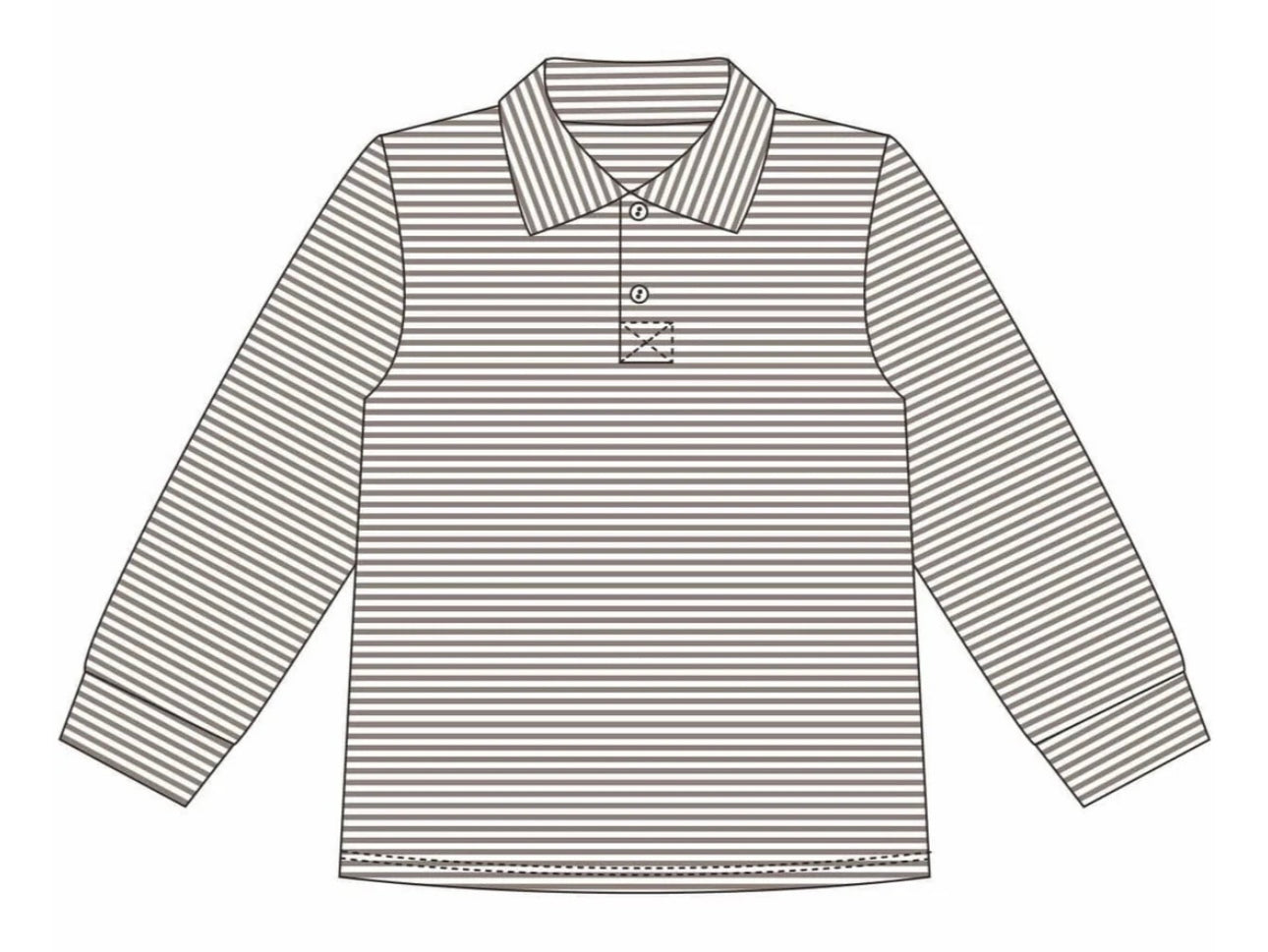 Beige Stripe Long Sleeve Polo