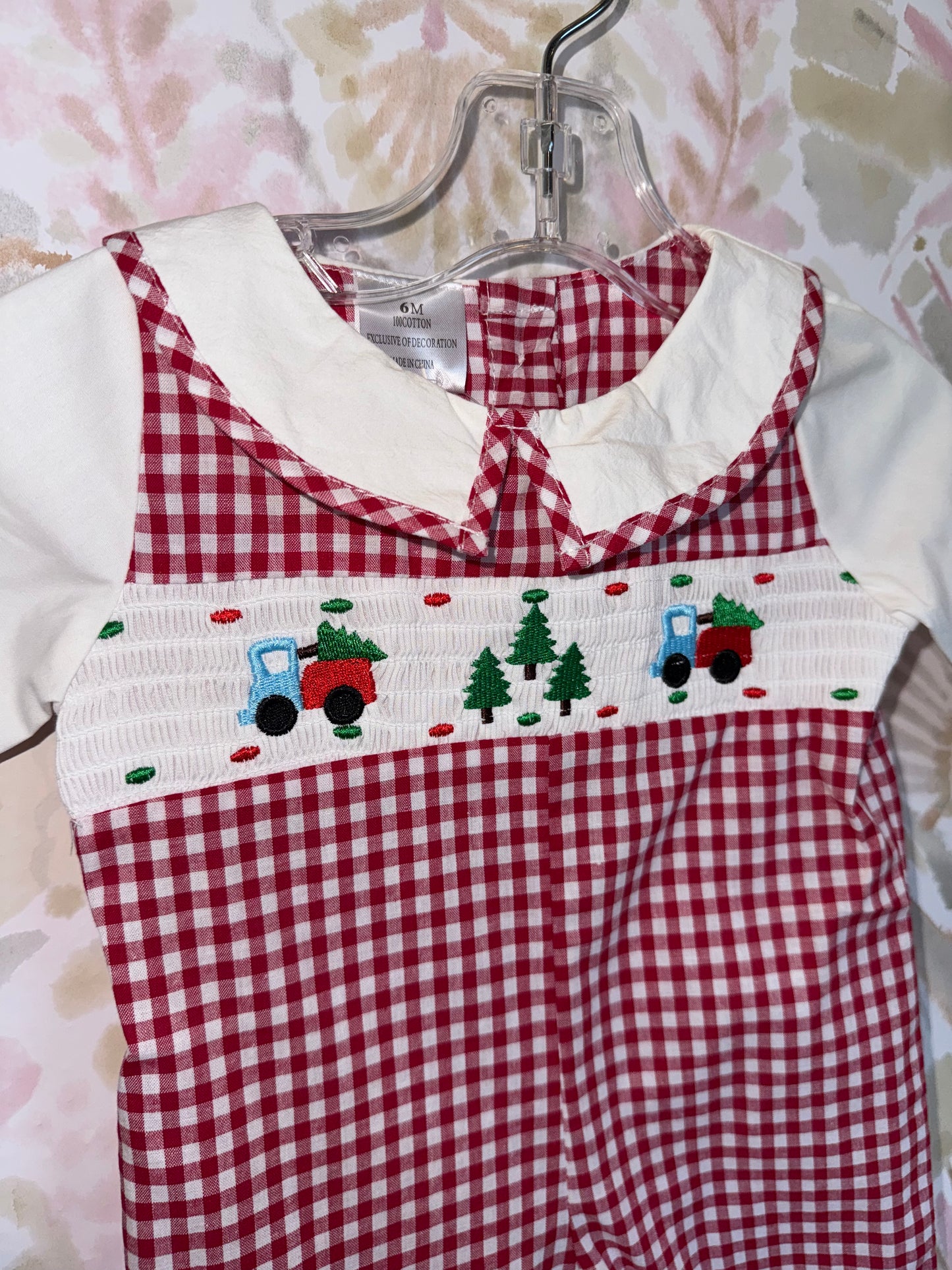 Christmas Truck Smocked Romper (One Piece)