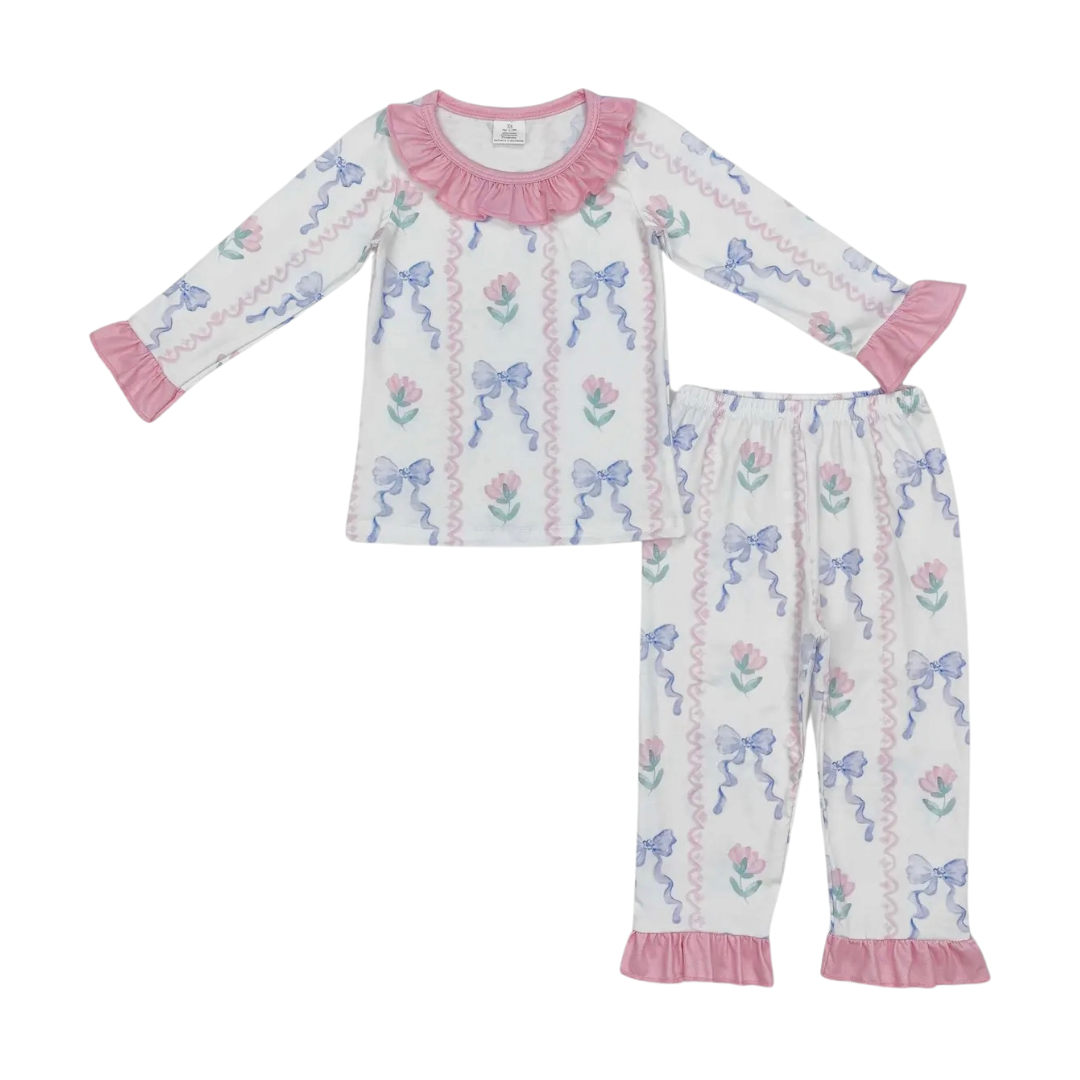 Watercolor Bow & Flower Pajamas