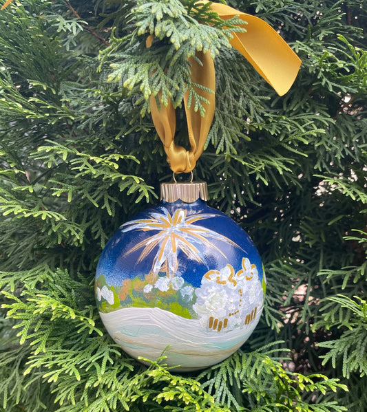 Believe Sheep Glass Ball Ornament