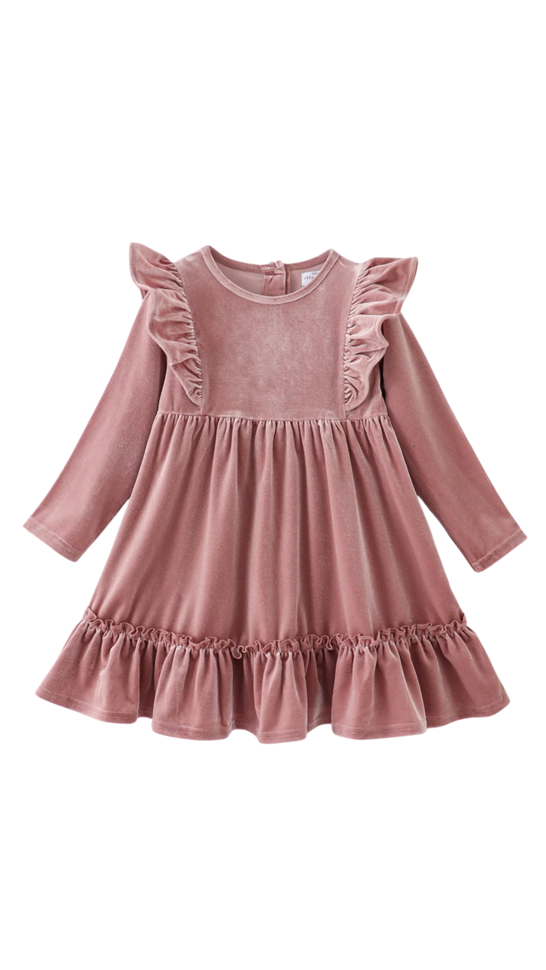 Dusty Rose Velvet Ruffle Dress