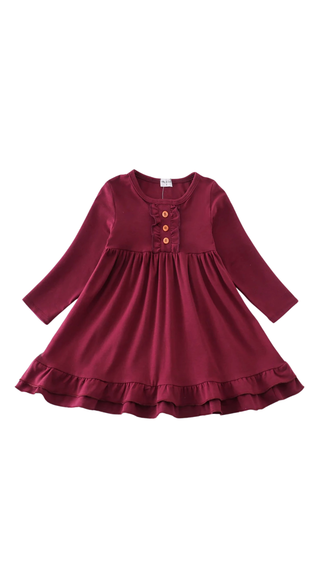 Maroon Long Sleeve Swing Dress