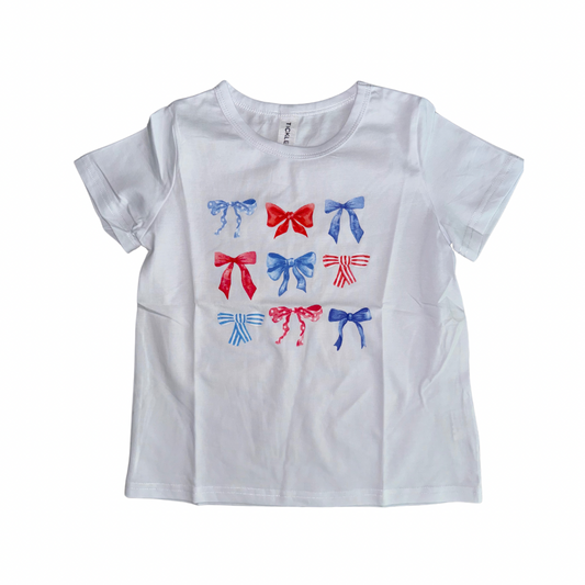 Red, White, & Blue Watercolor Bow Top