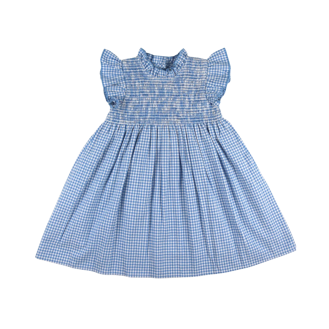 Blue & White Gingham Smocked Dress