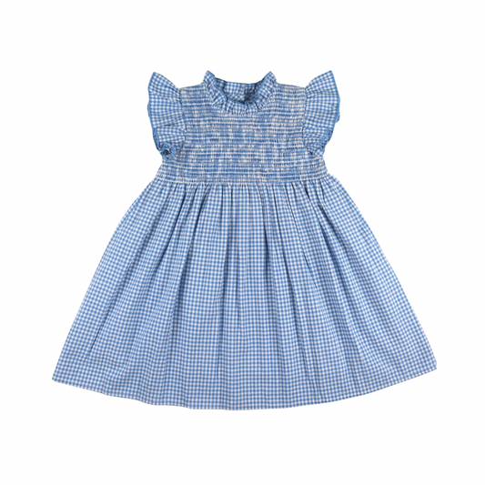 Blue & White Gingham Smocked Dress