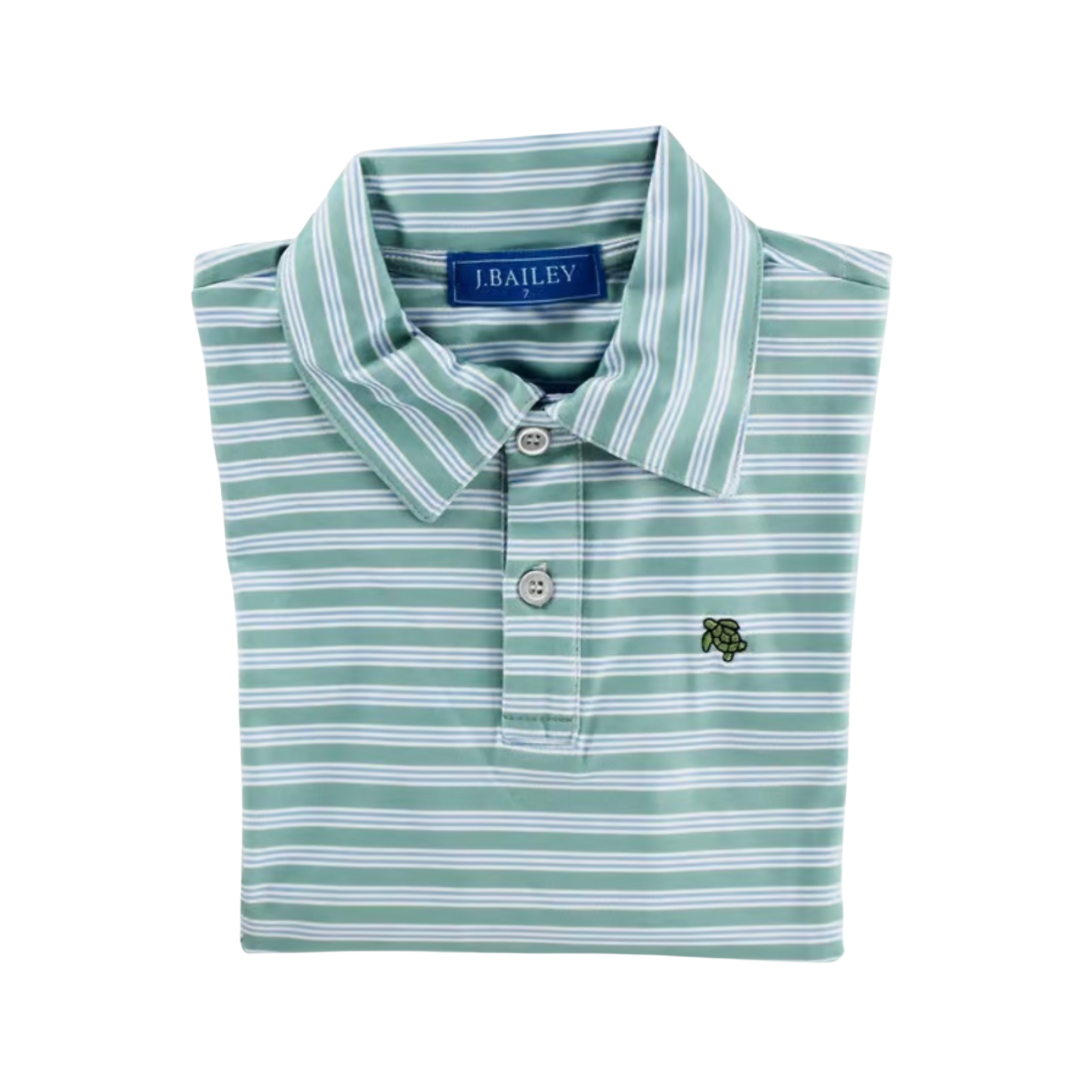 Long Sleeve Performance Polo - Moss & Blue