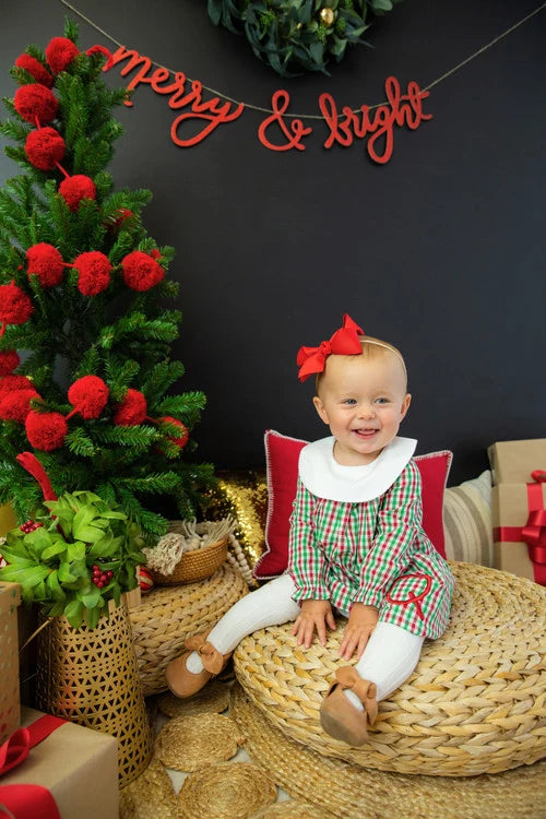 Girls Long Sleeve Red, Green and White Check Bishop Dress – Girls' Christmas Boutique Dress