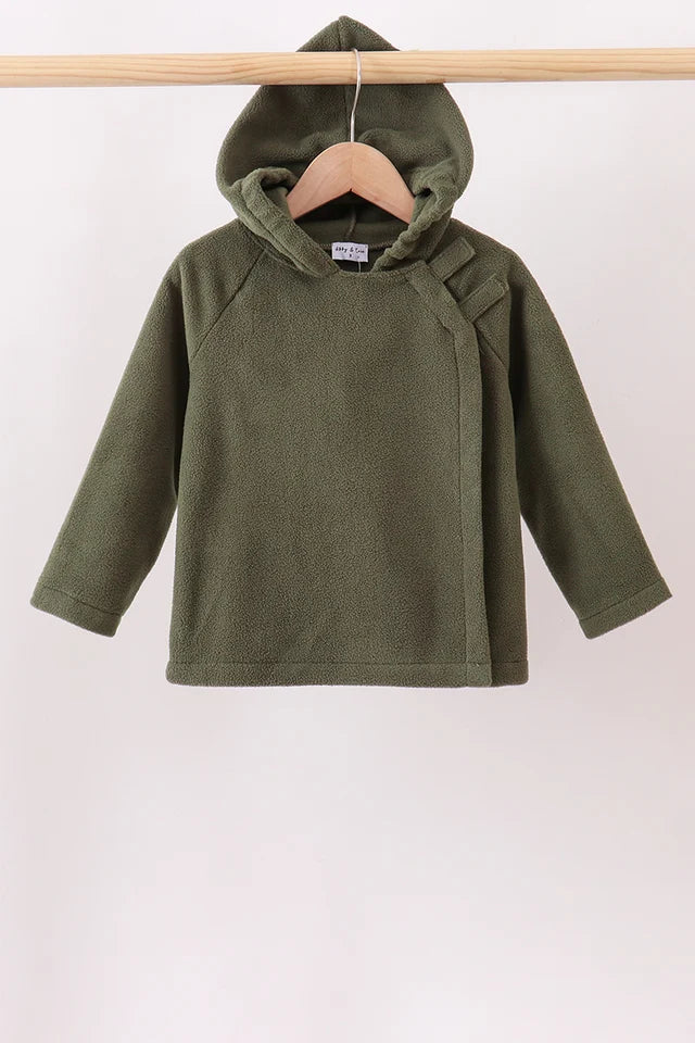 Boys Olive Green Fleece Hooded Jacket