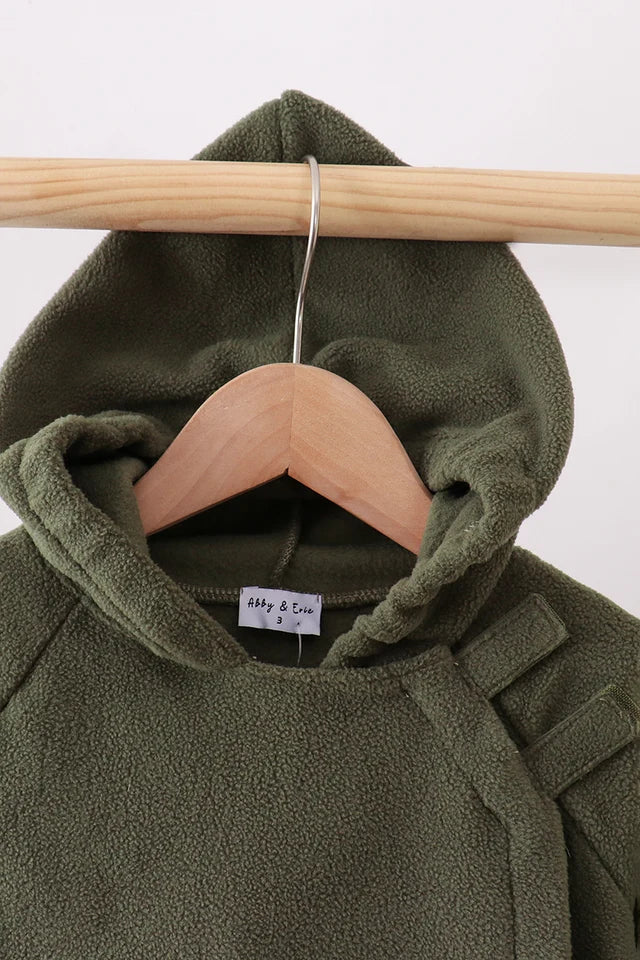 Boys Olive Green Fleece Hooded Jacket