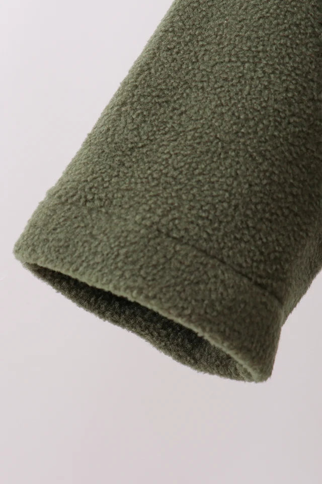 Boys Olive Green Fleece Hooded Jacket