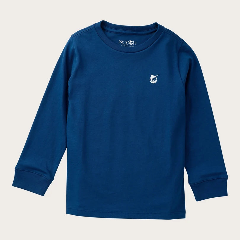 Prodoh Boys' Long Sleeve Cotton T-Shirt | Navy Peony Apple Picking