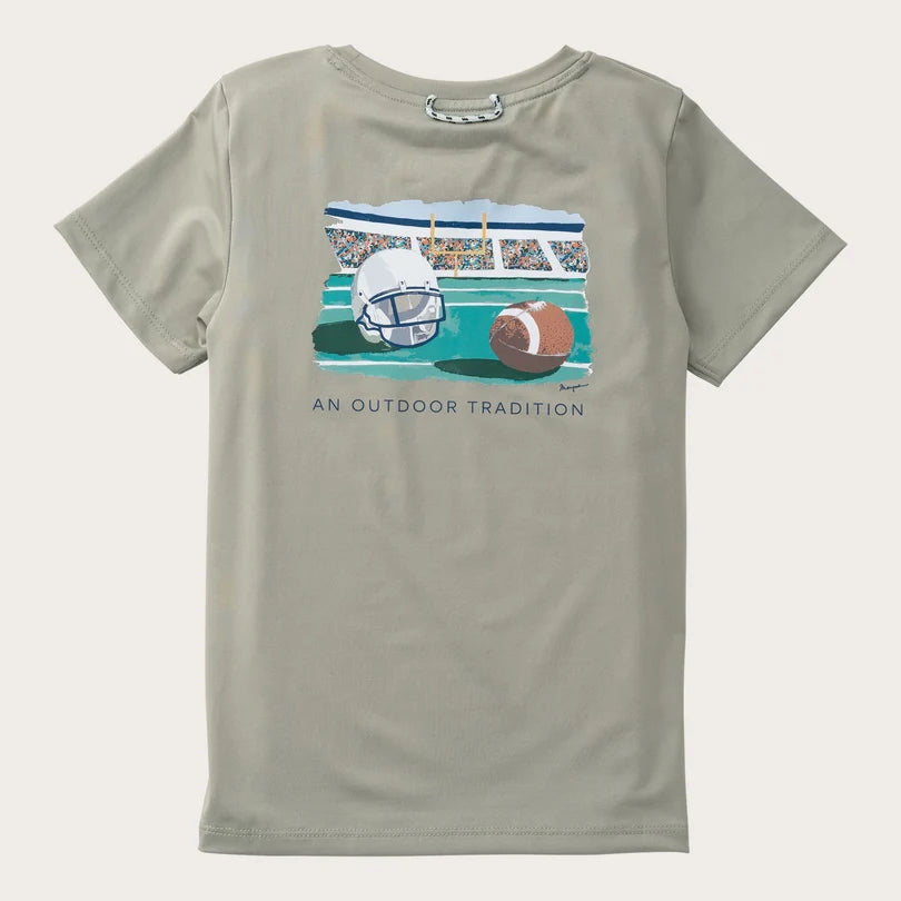 Prodoh Boys' Pro Performance Short Sleeve T-shirt in Sage Green with Football Art
