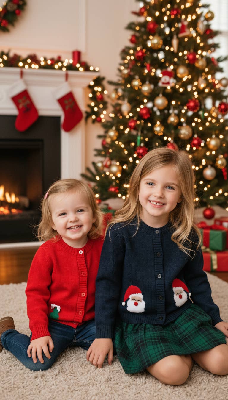 Navy Blue Christmas Santa Knit Cardigan Sweater