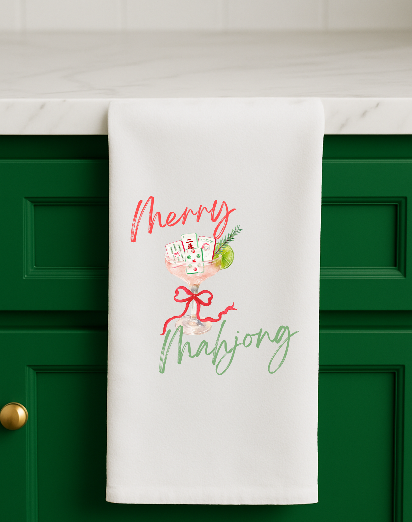Christmas Mahjong Flour Sack Towel