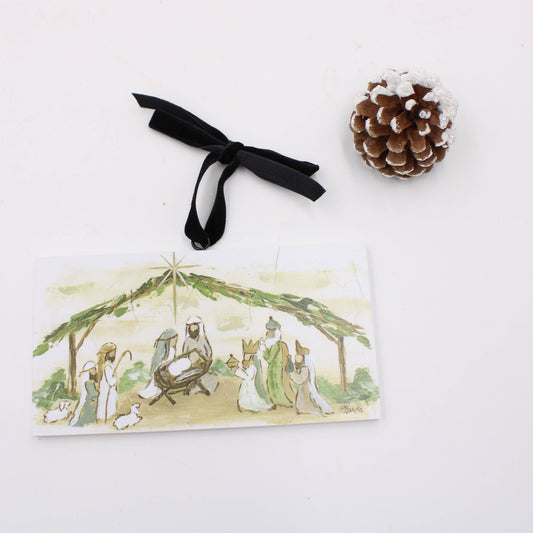 Evergreen Nativity Ornament – 6" x 3"
