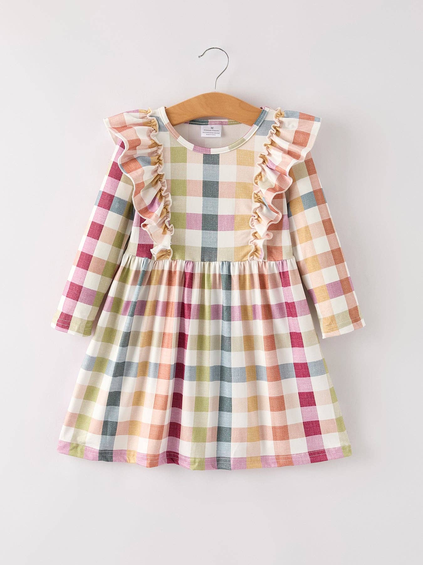 Girls' Thanksgiving Plaid Long Sleeve Dress