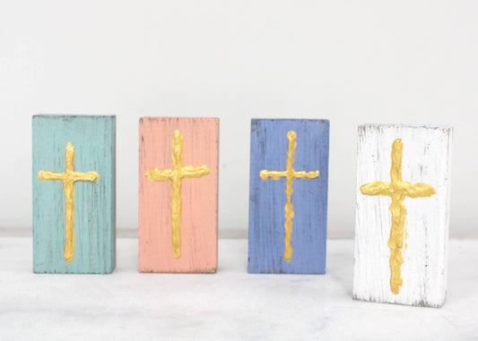 Handpainted Wood Cross Block