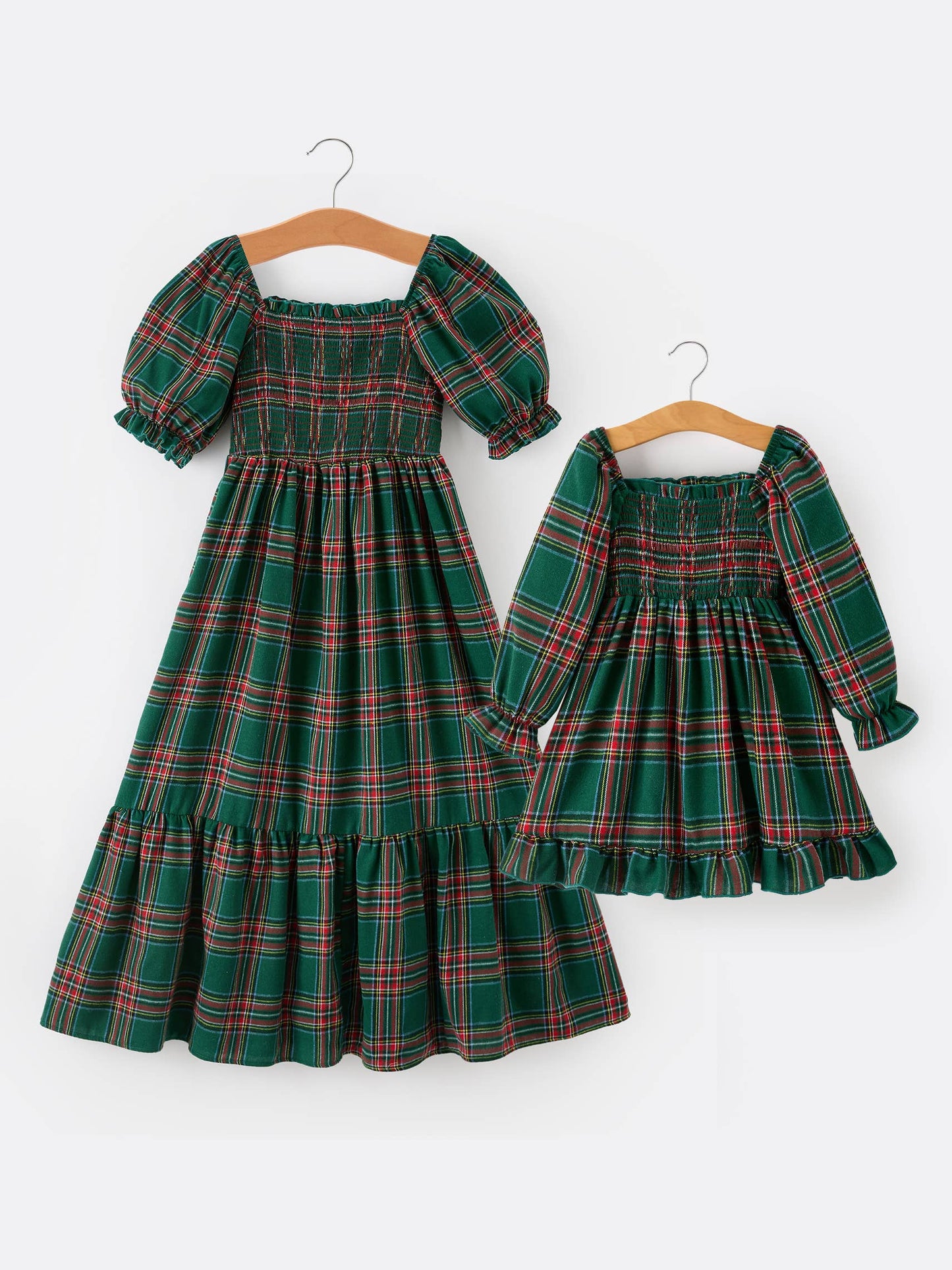 Green Plaid Mommy and Me Matching Dress | Adult