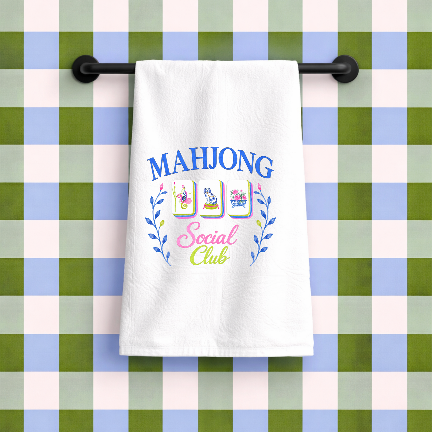 Mahjong Social Club Flour Sack Towel | Blue