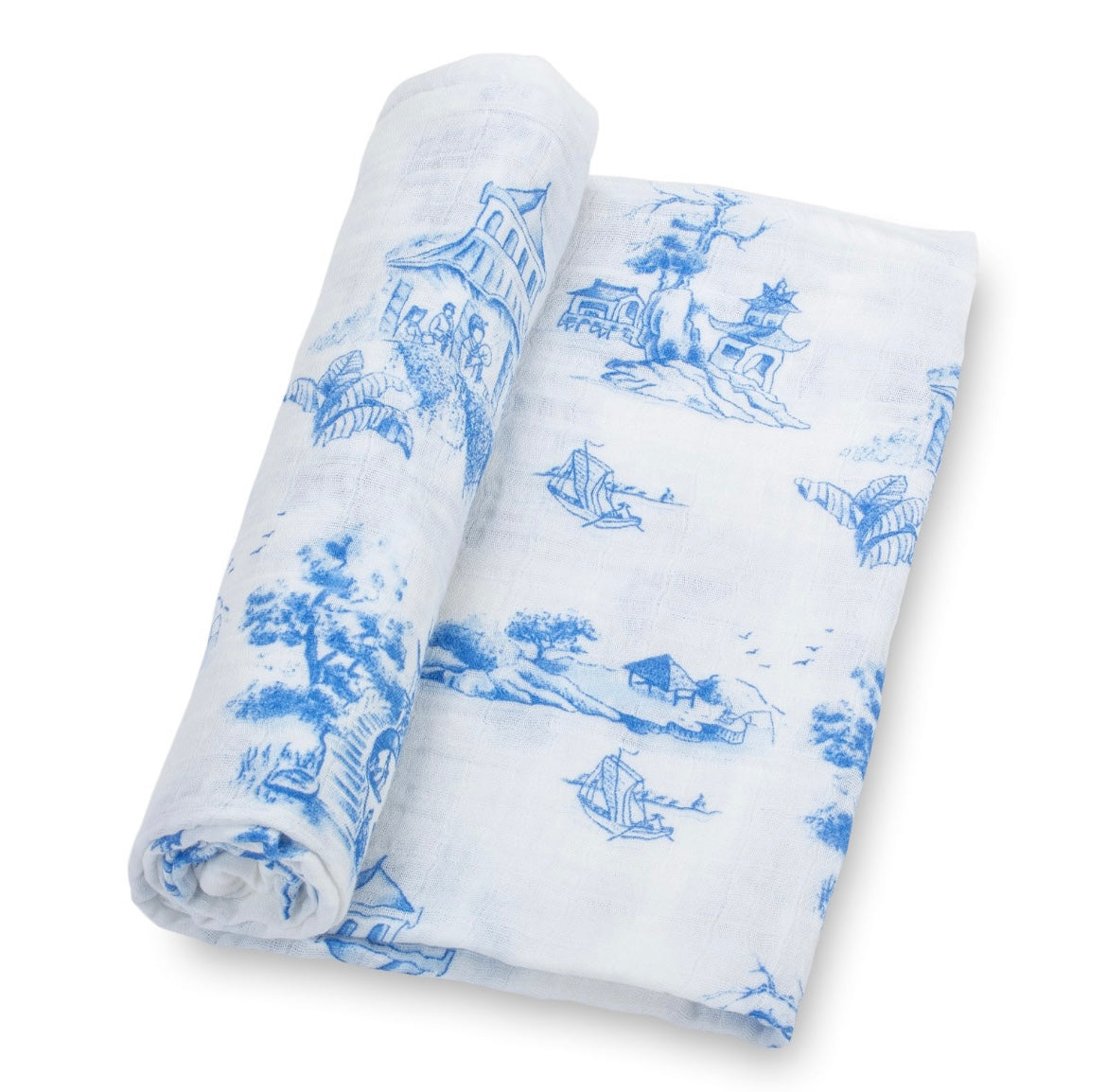 LollyBanks - Blue & White Swaddle Blanket