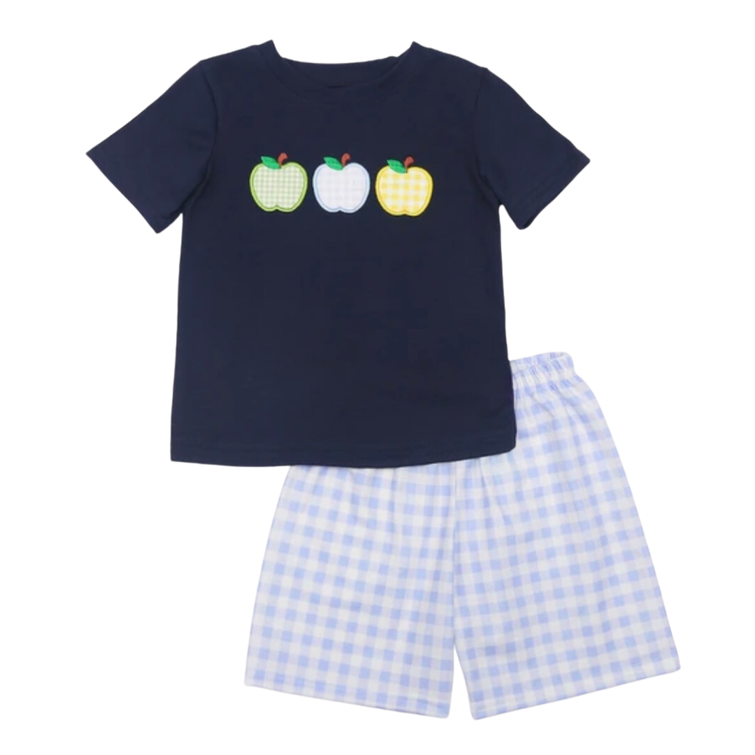 Apple Appliqué Shorts Set