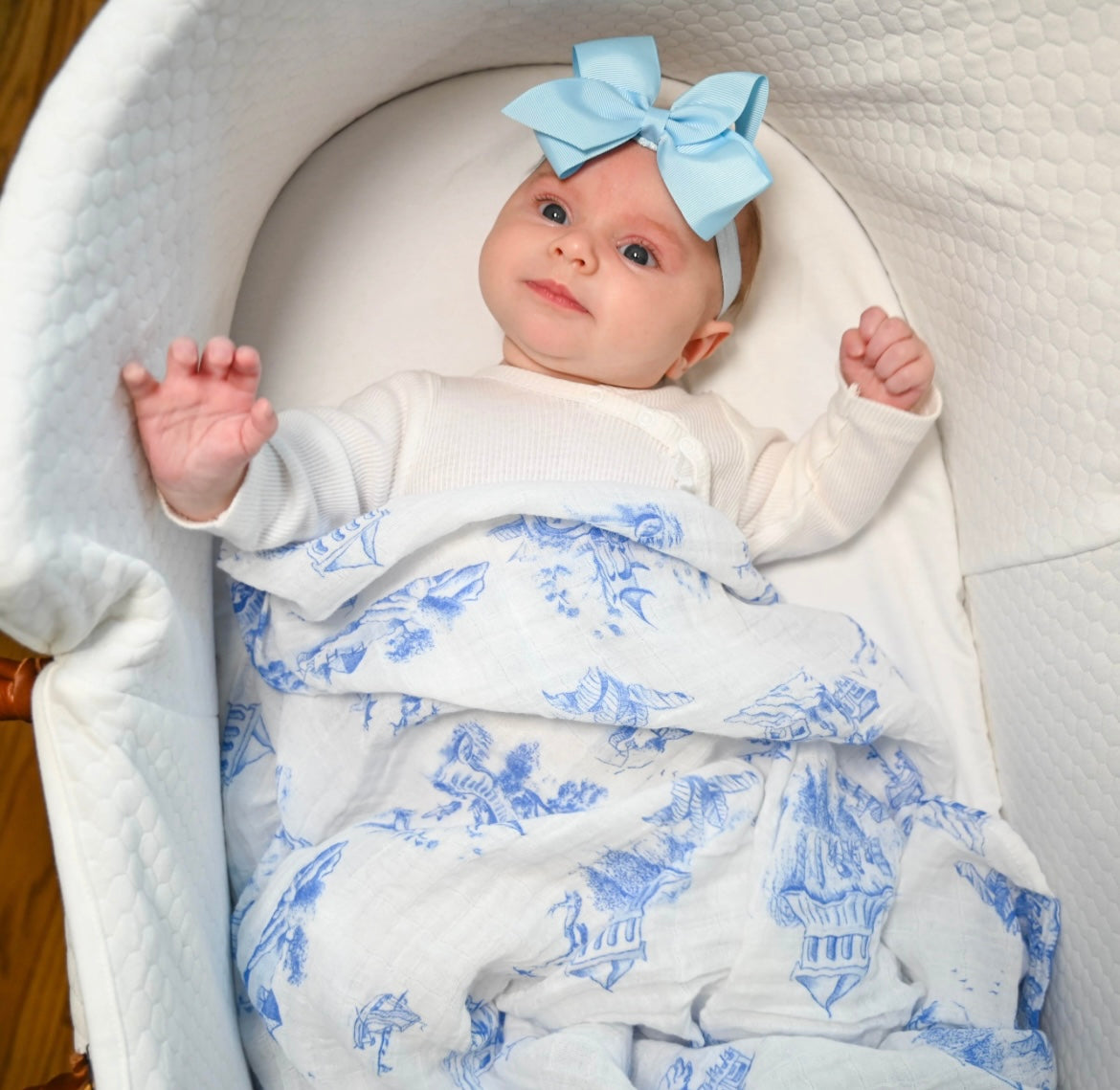 LollyBanks - Blue & White Swaddle Blanket