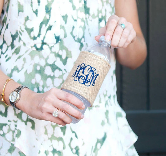 Personalized Burlap Drink Wrap